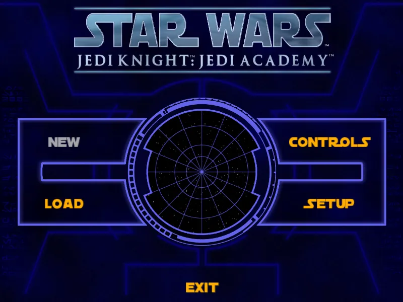 The main menu of Jedi Academy.